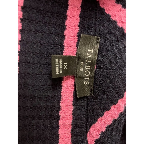 Talbots 1X Black Pink Waffle Weave Cowl Neck Long Sleeve Top - Picture 4 of 4